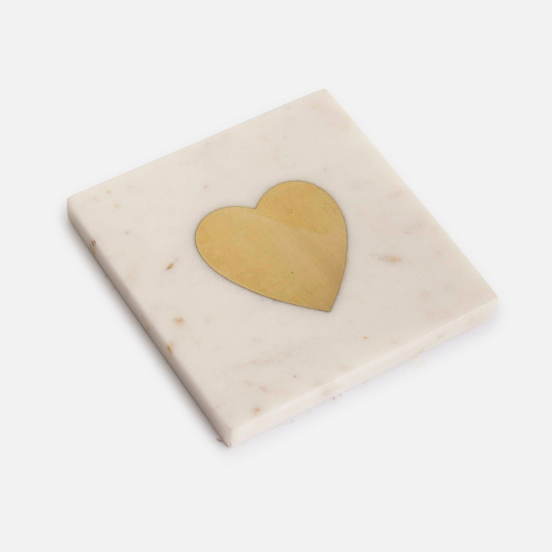 NEENA HEART MARBLE BRASS COASTERS