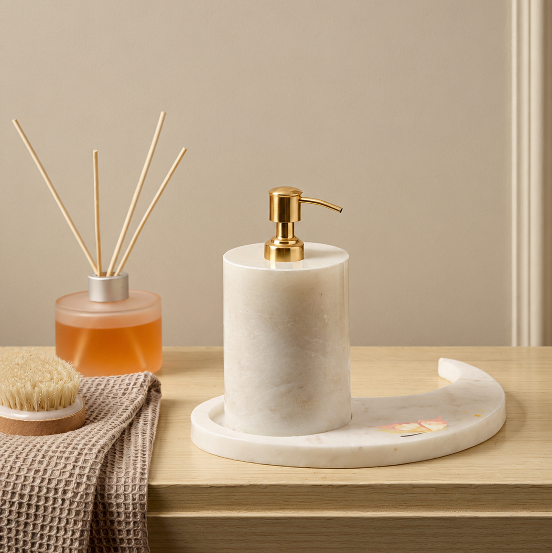 Zenya Luxe – White Marble Bathroom Set