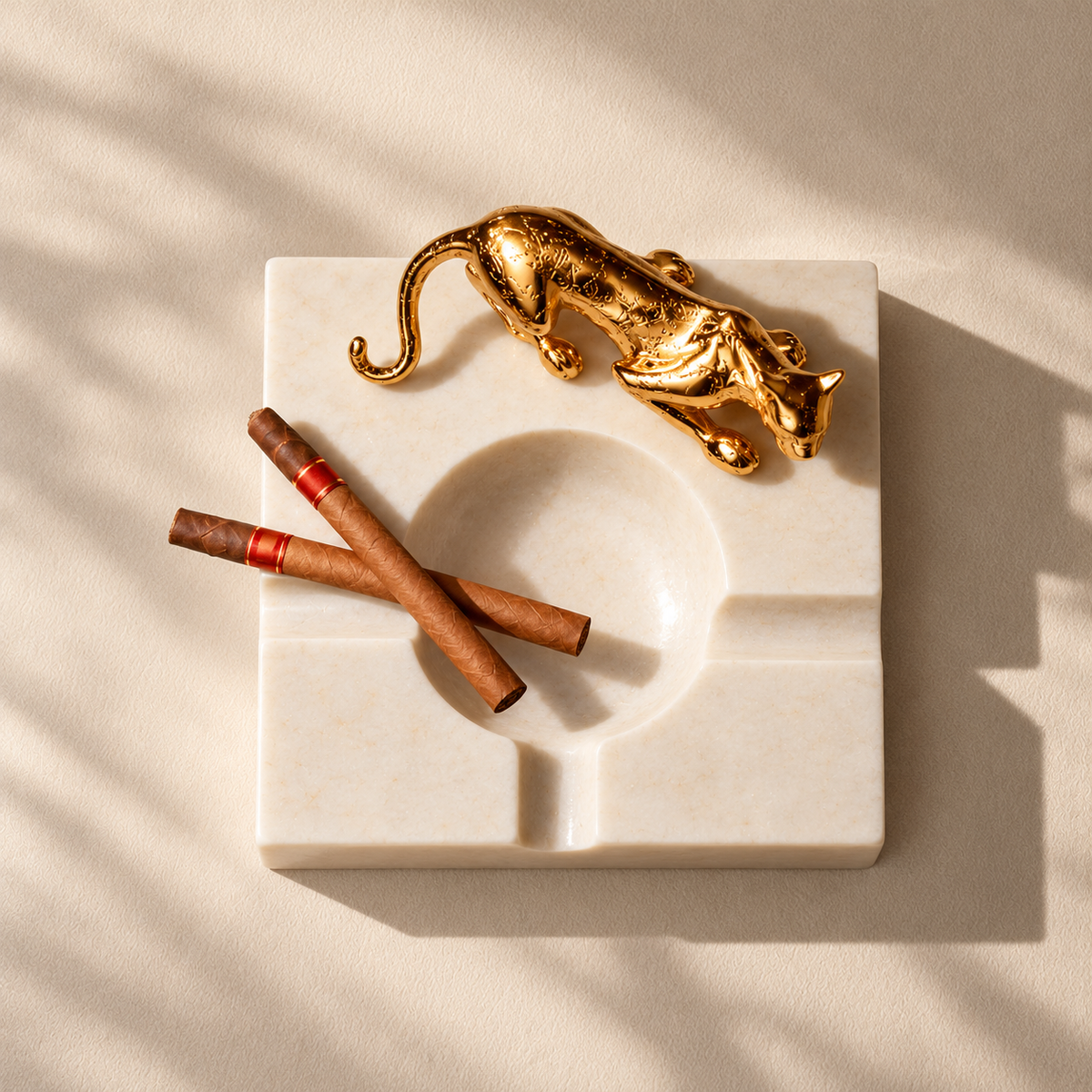 Feral Luxe - Handmade Marble Ashtray with Panther