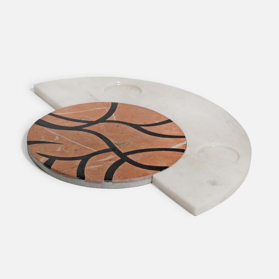 VERSI MARBLE - IVORY BROWN PLATTER TRIO SET OF 3