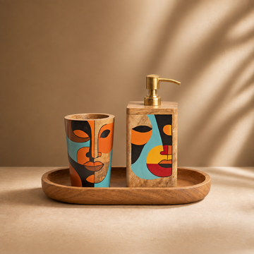 CLEO- WOODEN HAND PAINTED BATHROOM SET