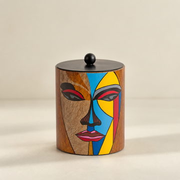 CLEO - WOODEN FACE PAINTED JAR