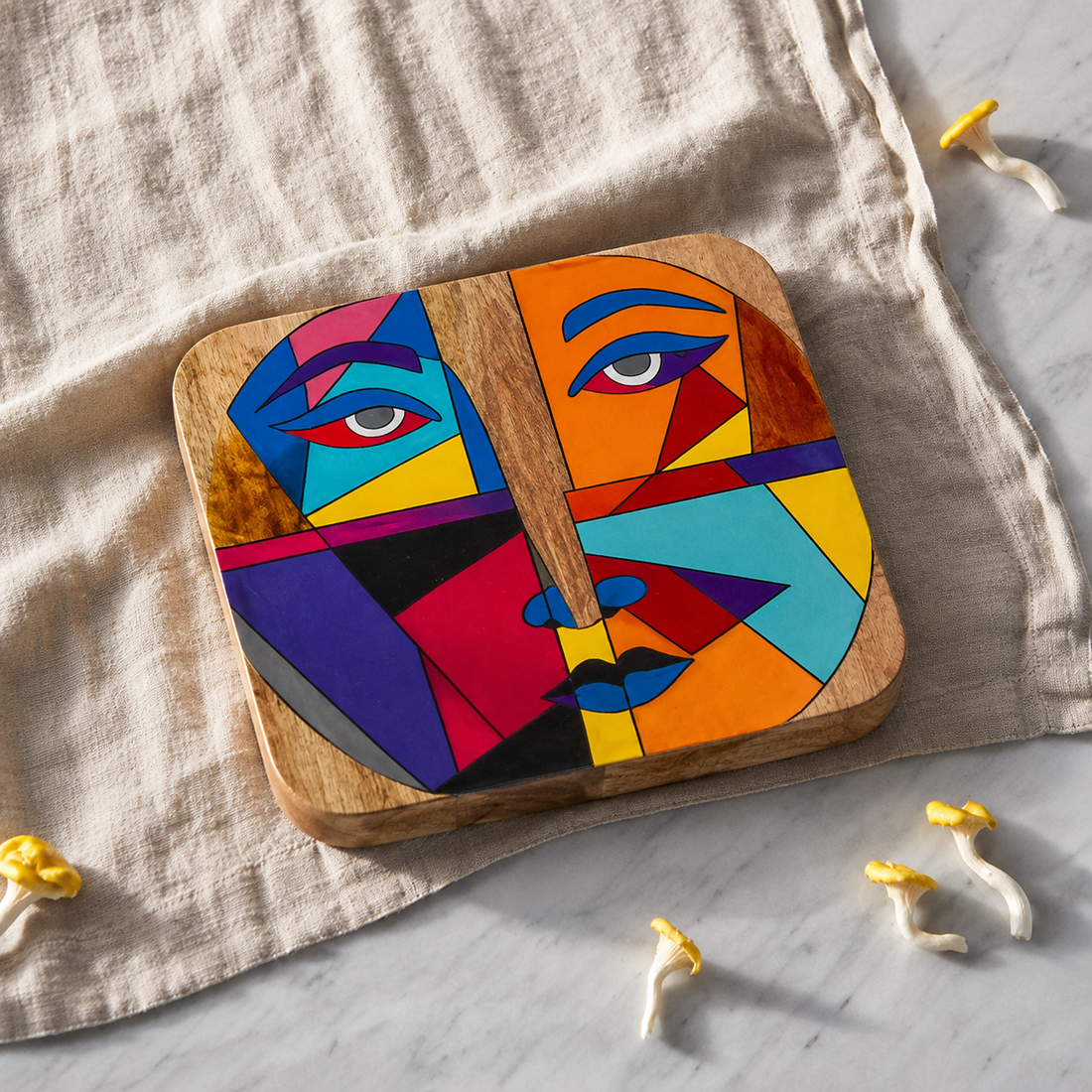 CLEO - WOODEN PAINTED TRAY PLATTER
