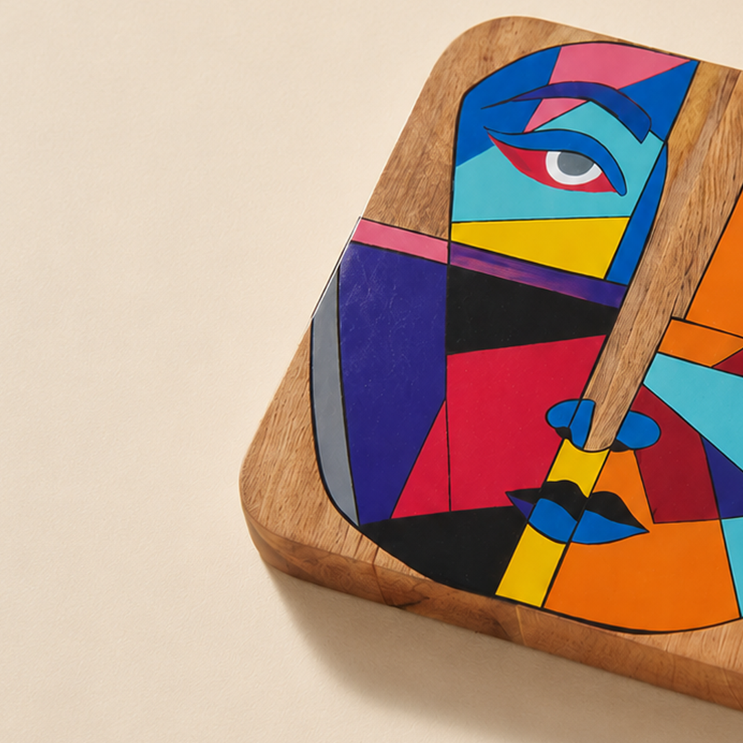 CLEO - WOODEN PAINTED TRAY PLATTER