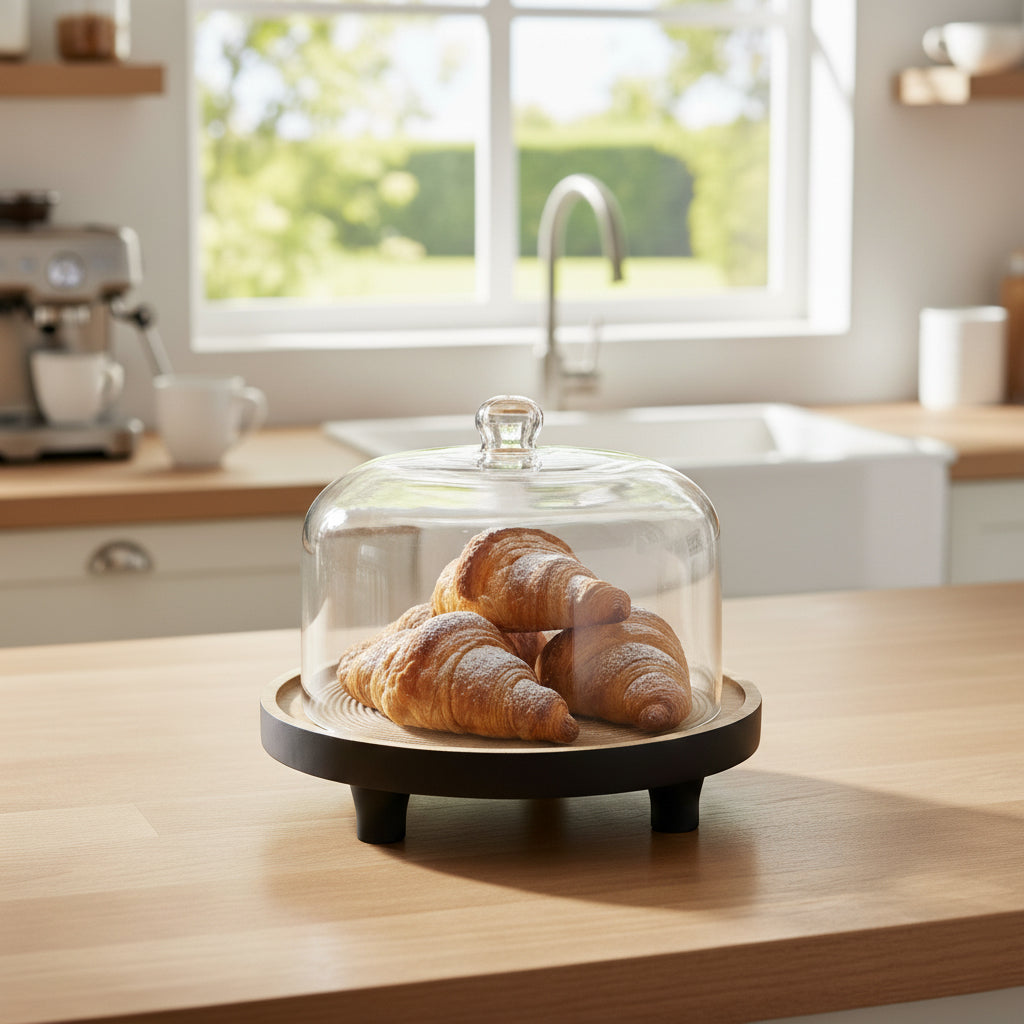 January - Black Wooden Tray With Cloche