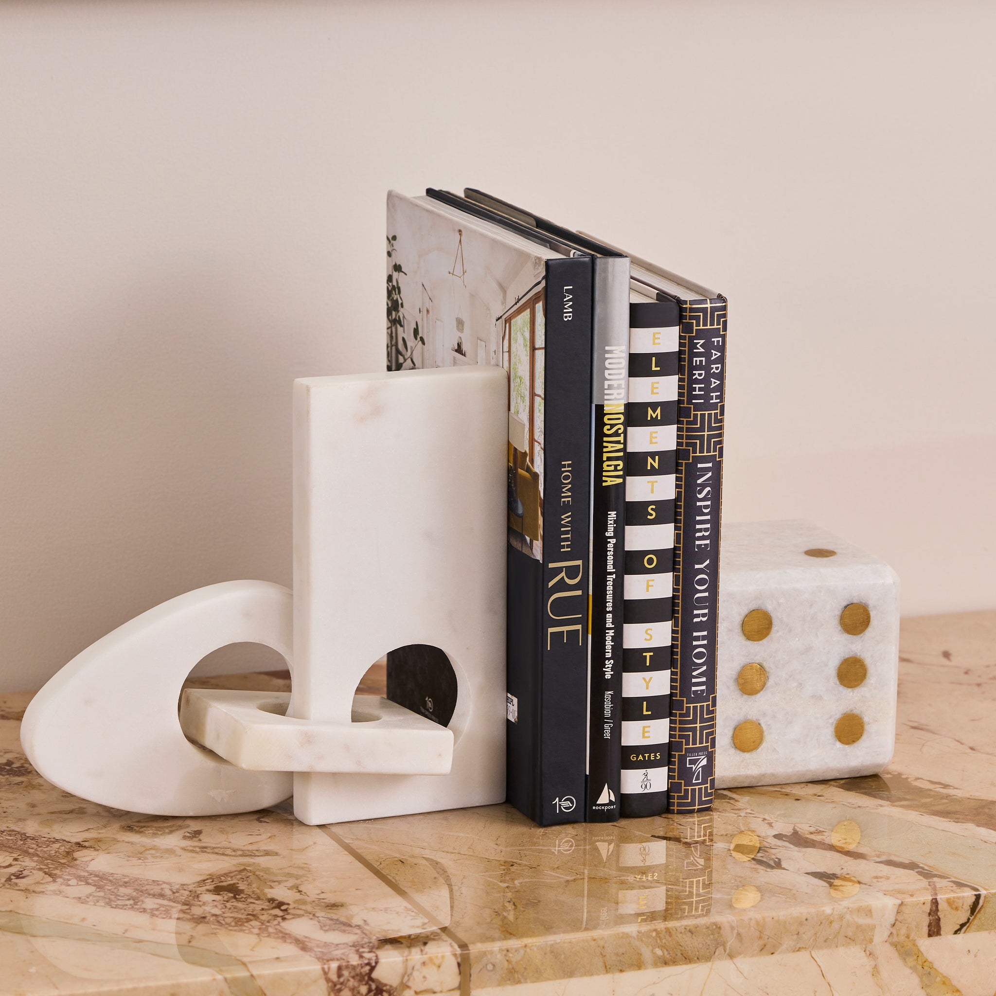 Bittosi Marble - Bookend Dice with Brass Inlay