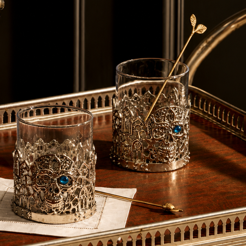 ZANETTO – SKULL WHISKEY GLASS (SILVER)