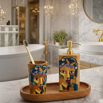 Neo - Handpainted Bathroom Set with Tray