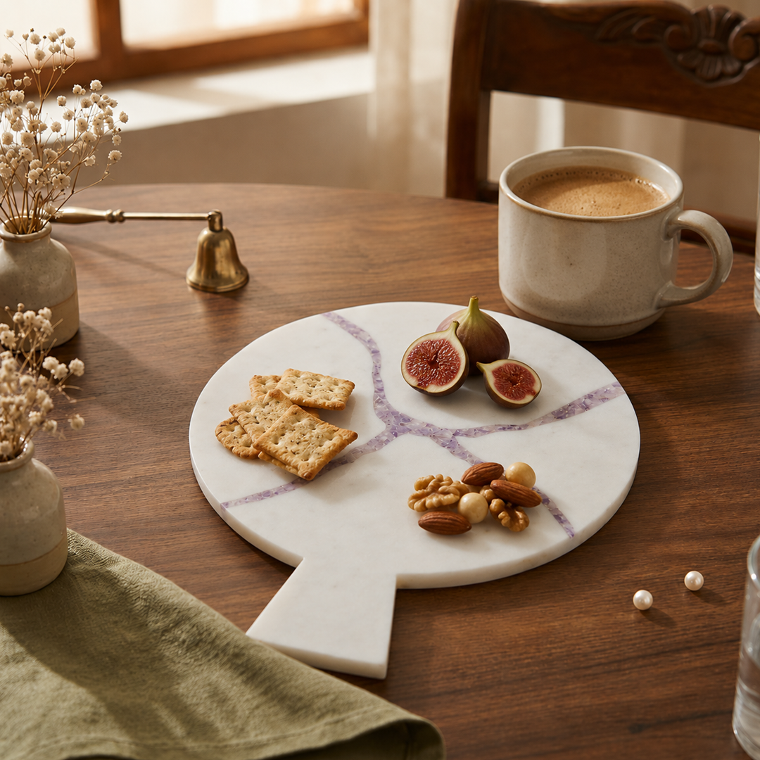 LORRENZO - MARBLE IVORY AMETHYST PLATTER