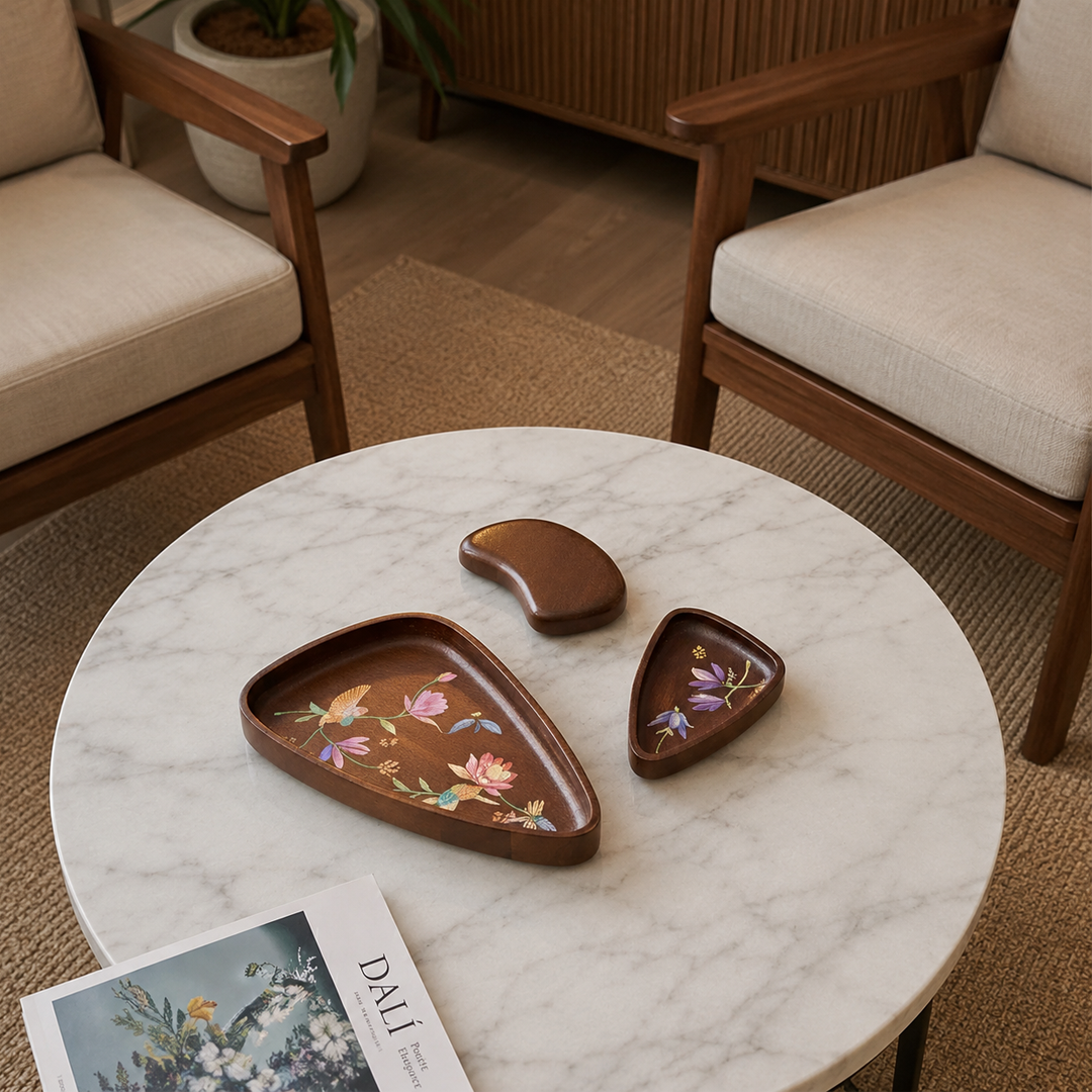 Onura – Set of 3 Hand-Painted (Food Safe) Wooden Platters