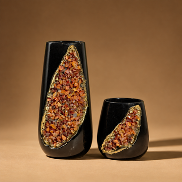 REGAN - BRASS CERAMIC STONE VASE