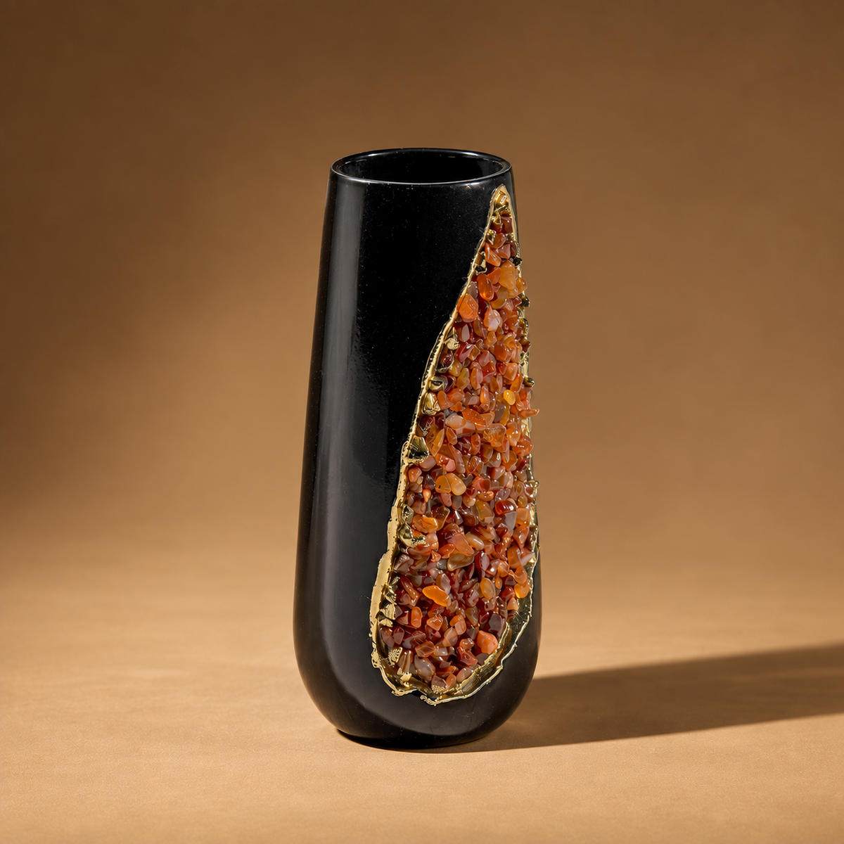 REGAN - BRASS CERAMIC STONE VASE