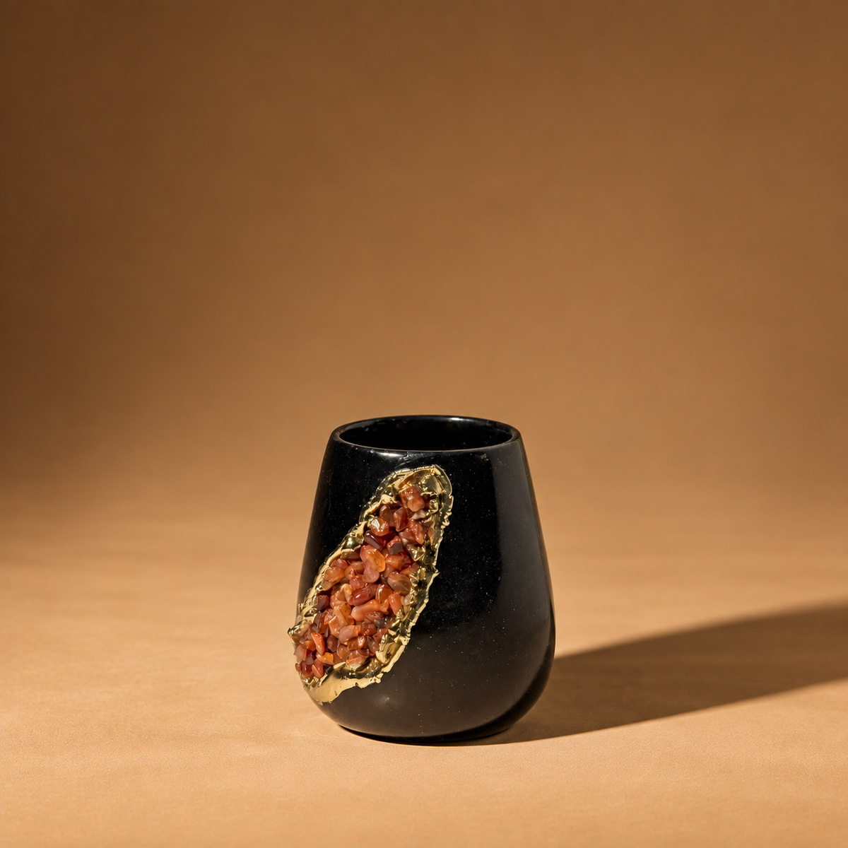 REGAN - BRASS CERAMIC STONE VASE