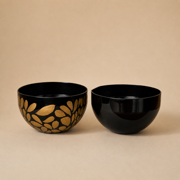 Serpentine Bowl Handpainted (Gold & Black)
