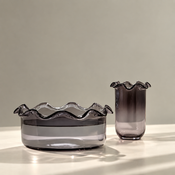 Sculptural Grey - Mini Planter Glass Bowl & Vase (plant not included)