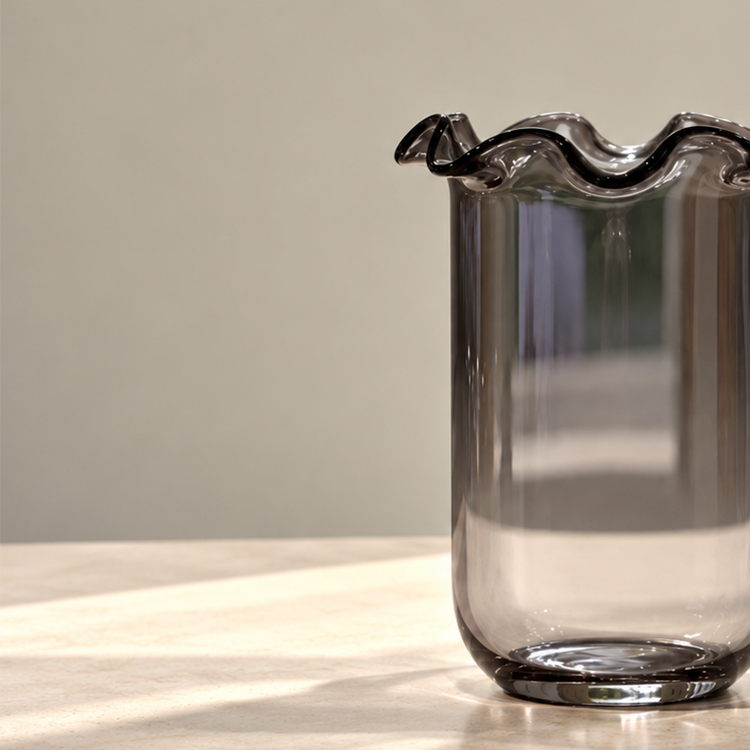 Sculptural Grey - Mini Planter Glass Bowl & Vase (plant not included)