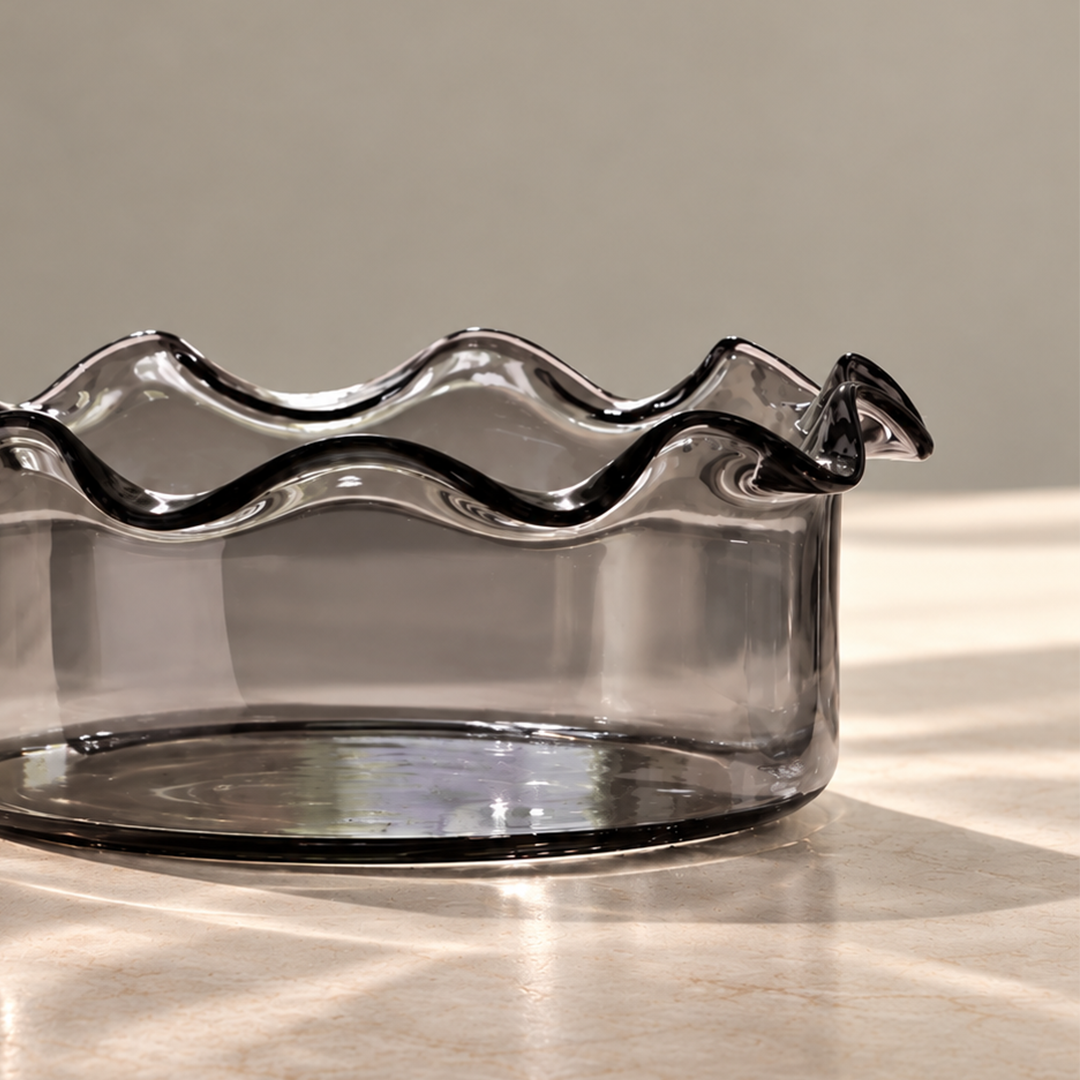 Sculptural Grey - Mini Planter Glass Bowl & Vase (plant not included)