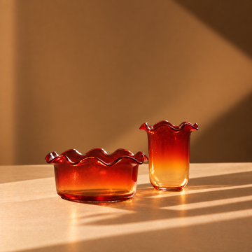 Sculptural Sunset - Glass Bowl & Vase