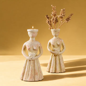 TERRE CUITE - IVORY TERRACOTA DECOR OBJECTS SET OF 2