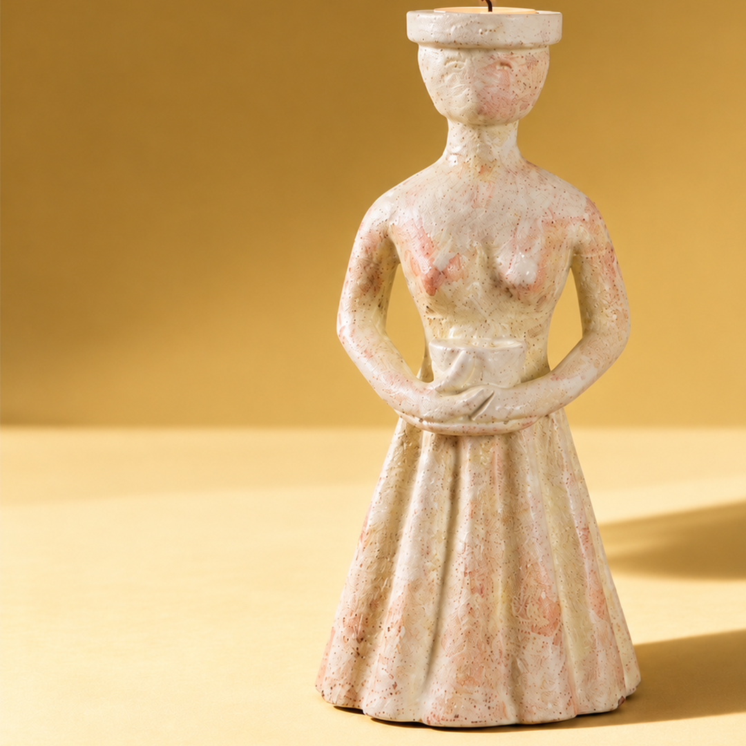 TERRE CUITE - IVORY TERRACOTA DECOR OBJECTS SET OF 2