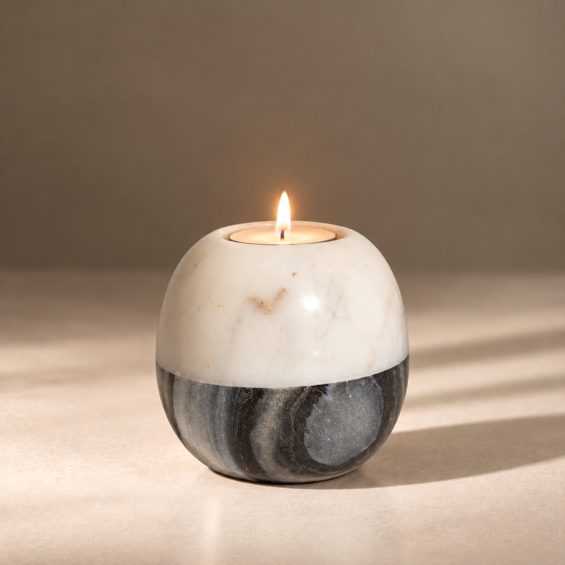 THEO - IVORY BLACK MARBLE CANDLE VOTIVE
