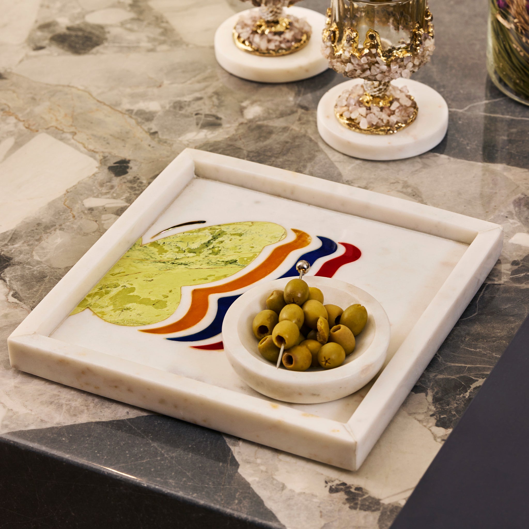 Limited edition - Fluttray - Marble Inlay Platter with Bowl