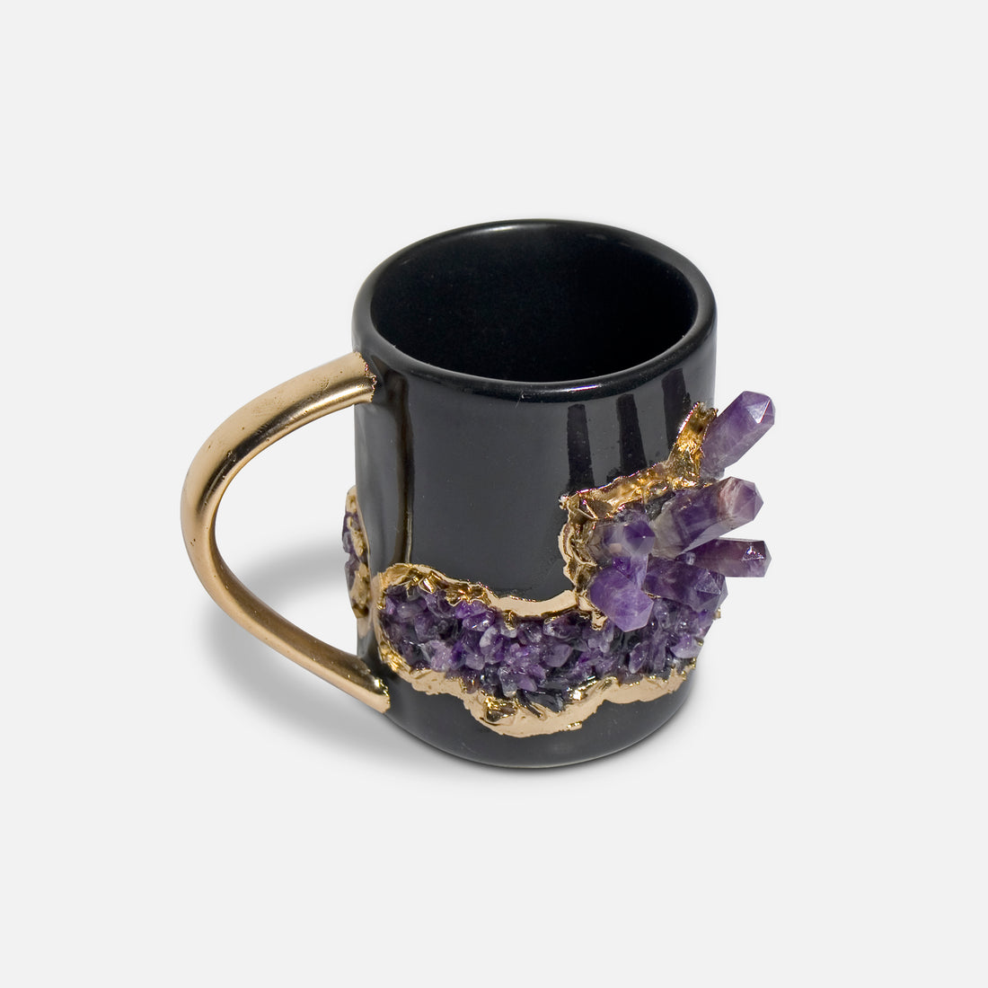 KRYPTO - BLACK CERAMIC PURPLE STONE COFFEE MUG